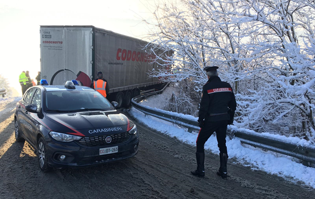Emergenza neve, pattuglie dei Carabinieri impegnate in tutta la Provincia di Asti